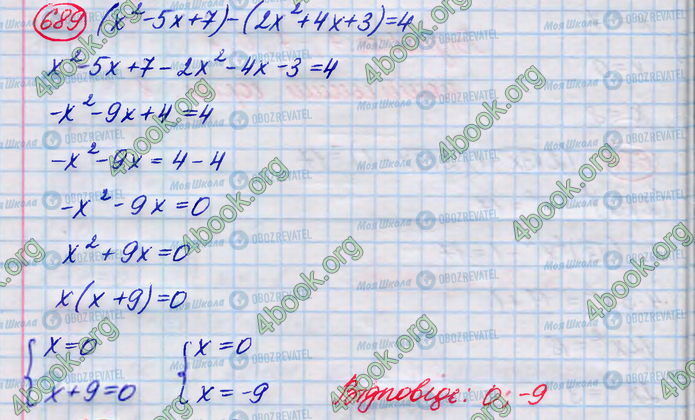 ГДЗ Алгебра 8 клас сторінка 689